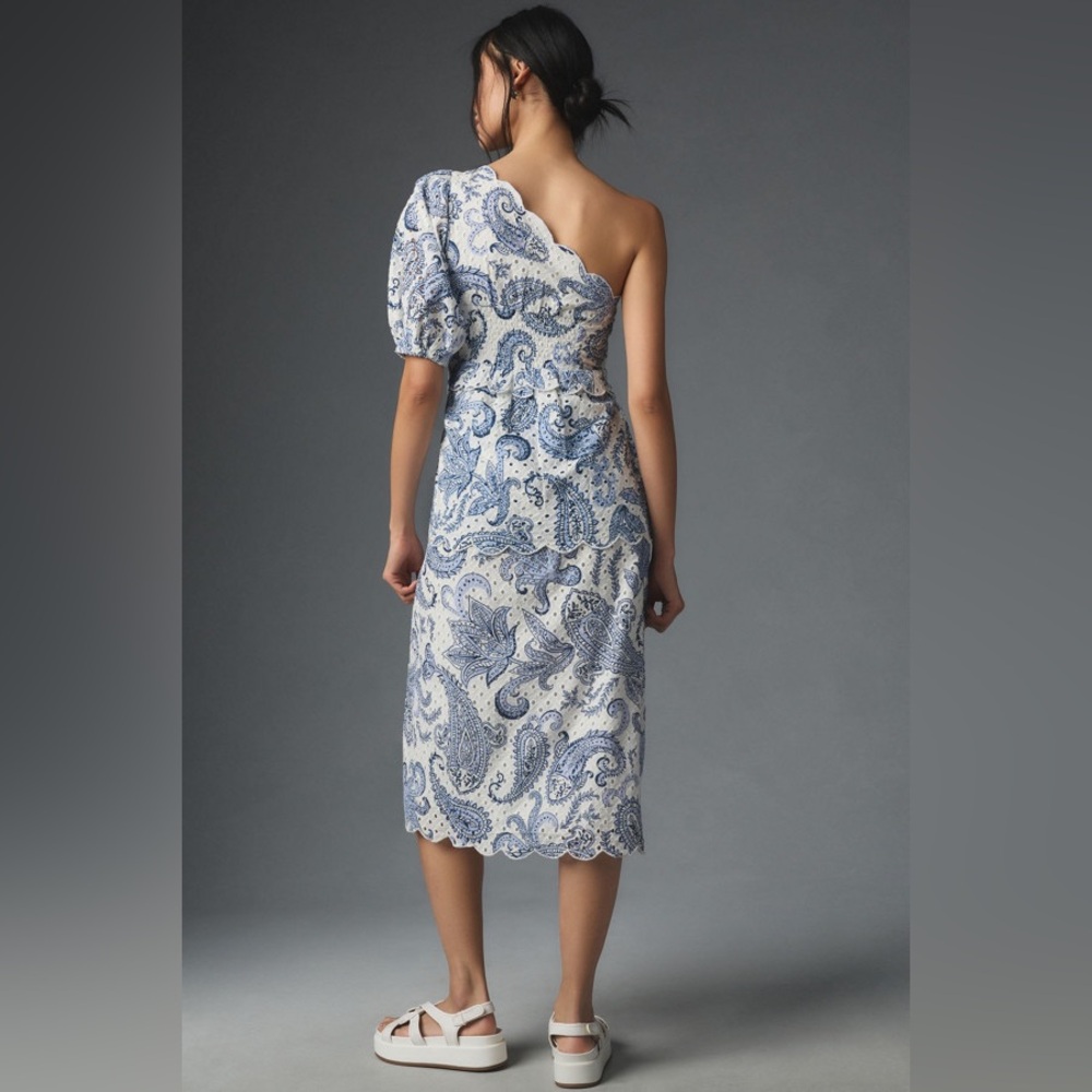 Farm Rio One-Shoulder Eyelet Midi Dress - Picture 3 of 6